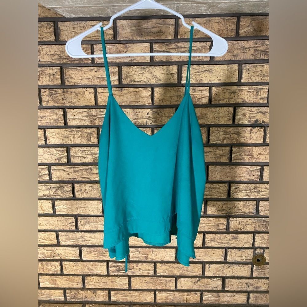 Teal spaghetti strap‎ top BP.